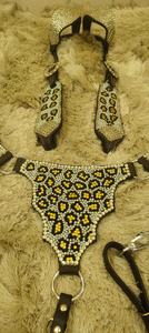 Cheetah Rhinestone cuero genuino Horse Tack Set ligero estacional equipo de equitación que incluye monturas occidentales - Product Image 5