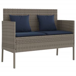 Banco de patio de ratán polivinílico gris con cojines - Product Image 2