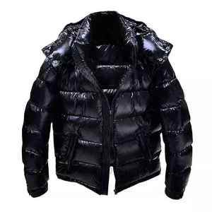 Men's black hooded puffer Windproof down filled jacket Casual winter coat Regular fit Zipper closure - Product Image 5