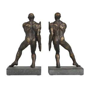 Aluminum Vertical Silver Plated Figurative Sculpture Bookends Set of 2 Contemporary Artistic Tabletop <b>Decor</b> for Living Room - Product Image 3