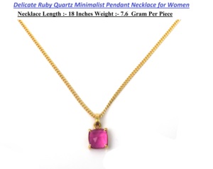 Handcrafted 925 Sterling <b>Silver</b> 18K Gold Plated Ruby Quartz Cushion Cut Solitaire Gemstone IGI Certified Gift Pendant Necklace - Product Image 2