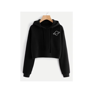 Women's Casual Woven Cotton Polyester Sweatshirts Training Crop <b>Top</b> Hoodies Fashionable Streetwear Printed Front Solid <b>Winter</b> - Product Image 2