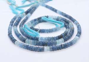 ลูกปัดมอสอะความารีนทรงรอนเดลล์เรียบขนาด 5-6 มม. สีมอสอะความารีนไล่เฉด ลูกปัดพลอยมอสอะความารีนธรรมชาติ - Product Image 4