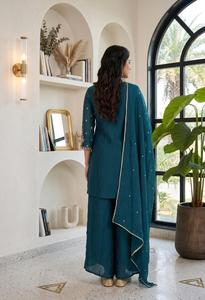 Ensemble Kurti Salwar indien pakistanais brodé, vert, trois pièces, pour mariage, fête, femmes - Product Image 6