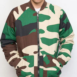MEN'S PREMIUM CAMOUFLAGE BOMBER <b>JACKET</b> <b>WITH</b> RIB KNIT COLLAR CUFFS <b>ZIPPER</b> CLOSURE FRONT <b>POCKETS</b> AND CASUAL LIGHTWEIGHT OUTERWEAR - Product Image 4