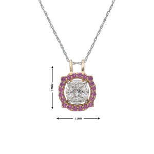 Collier pendentif en diamant naturel taille princesse marquise 0,98 carat avec halo floral, en argent sterling plaqué or pour femme, idéal pour mariage et fiançailles - Product Image 2