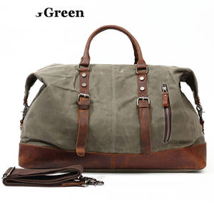 Sac de voyage vintage en cuir et toile, imperméable, sac de week-end, sac de sport, bagage à main, LCTB-0003 - Product Image 3