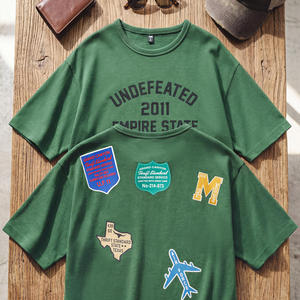 Camiseta Verde de Manga Corta para Hombre con Estampado de Letras, Estilo Urbano, Cuello Redondo, Corte Regular, Jersey de Algodón - Product Image 4