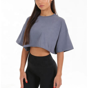 Tops cortos de manga corta para mujer, ropa de calle de alta calidad, jersey 100% de algodón, top corto ajustado, camisetas informales de hip hop de punto - Product Image 5