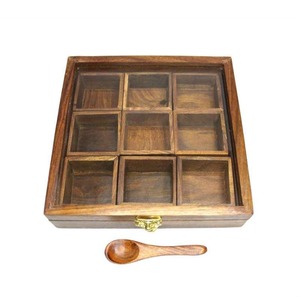 Caja de Especias de Madera Hecha a Mano, Sostenible, Rectangular, Organizador de Almacenamiento para Cocina, India - Product Image 2