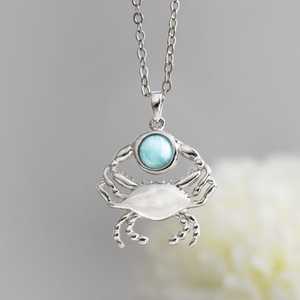 Colgante de luarímar en forma de luna creciente, plata de ley 925, collar de piedra preciosa natural, joyería para mujer, regalo, venta al por mayor - Product Image 5