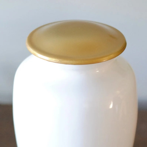 White Enamel Cremation Urn Metal <b>Memorial</b> Urn Casted <b>Grave</b> Burial Vessel Adult Use Custom Design - Product Image 2