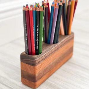 Portalápices Redondo de Madera Maciza Moderno, Hecho a Mano, Duradero, Tamaño Personalizado, Organizador de Escritorio para Oficina, Escuela y Decoración del Hogar - Product Image 1