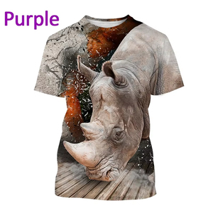 Unique Design 3D Printed Rhinoceros T Shirt For <b>Men</b> Funny <b>Animal</b> Pattern Tees Summer Casual Personality High Quality Custom Logo - Product Image 6