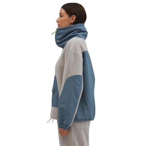 <b>Women</b> Color Block <b>Fleece</b> Tracksuit Set High Neck Pullover Sweatshirt <b>Jogger</b> Trousers Casual Winter Two Piece Lounge Outfit - Product Image 5