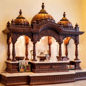 Large Size Teak Wood <b>Temple</b> with Storage Cabinets Customized Wooden <b>Temple</b> for <b>Home</b> Export Quality Pooja Unit At Wholesale Price - Product Image 4