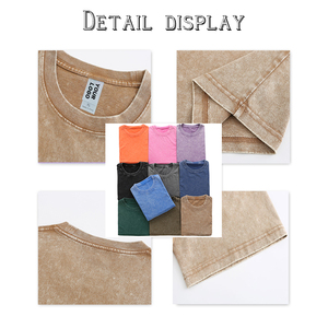 Camisetas al por mayor de alta calidad con lavado ácido, cómodas y a la moda, camisetas vintage de algodón pesado para hombre - Product Image 4