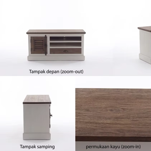 Meuble TV Luna Premium en teck massif écologique et durable, style scandinave moderne, finition naturelle, console TV pour salon - Product Image 4