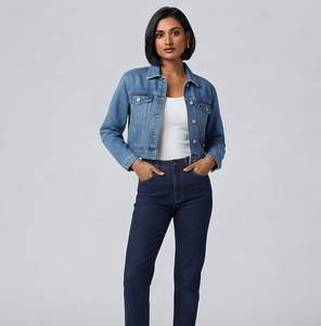 Women <b>Denim</b> Jean Crop <b>Jacket</b> Fashion Wear <b>Denim</b> <b>Cropped</b> <b>Jackets</b> Ladies Streetwear Vintage Style Jeans Short <b>Jacket</b> Women's - Product Image 6