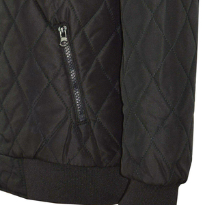 Blouson bomber matelassé noir pour homme, fermeture éclair, col montant, style décontracté, coupe classique, en polyester, pour l'automne - Product Image 6