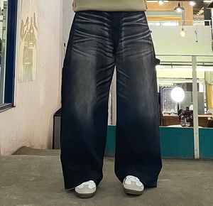 Black Baggy Stonewashed Denim <b>Jeans</b> for <b>Men</b> & Unisex Casual Breathable Eco-Friendly Oversized Loose Fit - Product Image 3