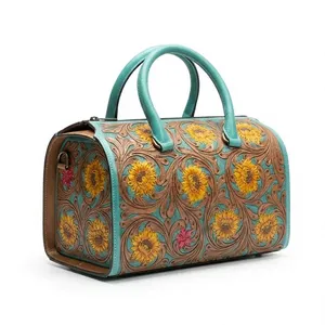Genuine Leather Shoulder Bag Women <b>Handbag</b> Zipper Purse Portable Daily Travel Bag - Product Image 1