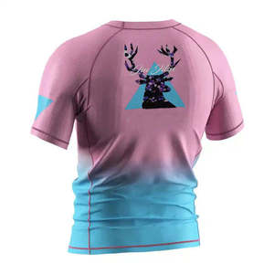 Custom Men's Short Sleeve Rashguard Compression Shirt MMA BJJ Gradient Dry Fit Sport Base Layer Swimming Surf <b>T</b>-shirt Gym Wear - Product Image 3