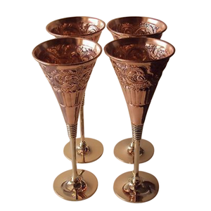 Copa de vino de latón con diseño en relieve, hecha a mano, con acabado plateado, para el hogar, hoteles, bares, copa de champán, vaso para beber. - Product Image 4