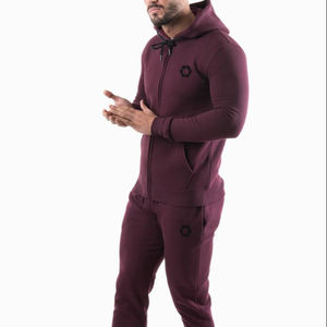 Survêtements d'hiver à capuche respirants 100% coton, vêtements de sport unis, ensemble de course et d'entraînement, logo personnalisé - Product Image 2