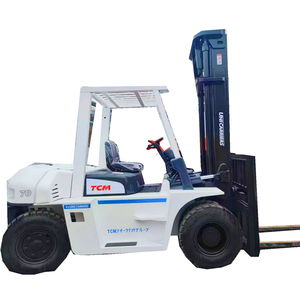 TCM Used Diesel Forklift 70 Three Stage Mast Foam Filled Pneumatic Tire Cummins <b>Engine</b> Seated Operation Indoor Use Manufacturing - Product Image 1