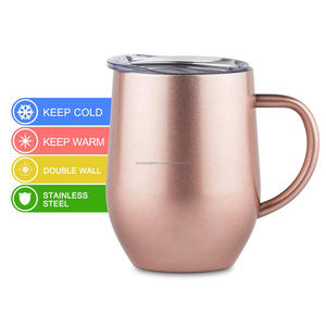 Taza de mula de doble pared de acero inoxidable con forma redonda chapada en oro rosa Diseño moderno Tapa de vidrio Sirviendo bebidas Fiesta Ligero - Product Image 5