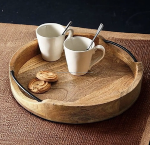 Plateaux de service en bambou en bois avec poignée Ottomantray pour plateaux de petit déjeuner Rectangle moderne pays en bois de l'Inde - Product Image 2