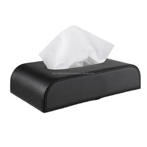 Distributeur de serviettes en cuir noir uni, boîte à serviettes écologique, décoration intérieure de voiture, accessoires pour la maison, boîte à mouchoirs écologique - Product Image 1