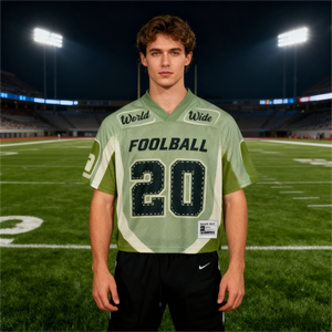 Maillot de football américain vintage unisexe personnalisé OEM à séchage rapide, manches courtes, léger, en polyester, style Letterman, coupe oversize, pour le sport - Product Image 4
