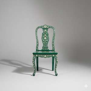 Fauteuil d'appoint fait main avec incrustations en os |   Design floral botanique - Product Image 1