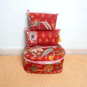 Modern 3-Piece Eco-Friendly Cotton Quilted Vanity Set Floral Prints Zipper Closure Soft Cosmetic Bags <b>Cases</b> Makeup Skincare - Product Image 3