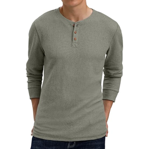 <b>Men</b>’s Waffle Knit Henley <b>T</b>-<b>Shirt</b>, <b>Long</b> <b>Sleeve</b> Slim Fit Breathable Knitted Tee, Casual Pullover <b>Shirt</b> for Everyday Wear - Product Image 6