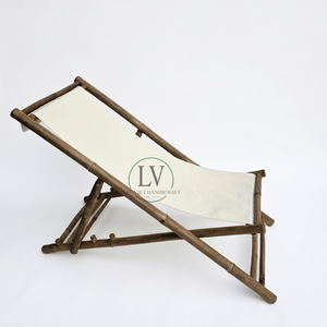 Chaise de plage pliable en bambou et toile écologiques, chaise longue de plage durable, mobilier de jardin en gros du Vietnam - Product Image 1