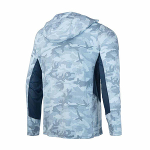 เสื้อตกปลาแขนยาวมีฮู้ด ผ้าสแปนเด็กซ์/โพลีเอสเตอร์ ป้องกันรังสียูวี UPF 50 แห้งเร็ว ระบายอากาศ กันลม ไซส์ใหญ่พิเศษ - Product Image 3