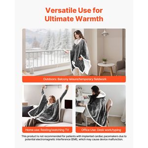 Sciarpa Elettrica Indossabile da Donna, Coperta Portatile con Cappuccio, 5 Livelli di Riscaldamento e Spegnimento Automatico 3H, Lavabile - Product Image 6