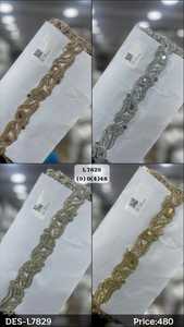 Dentelle florale brodée ajourée 100 % polyester, largeur 3 cm, rouleau de 9 mètres pour robes ethniques, sacs, chaussures, textiles de maison, Inde - Product Image 2
