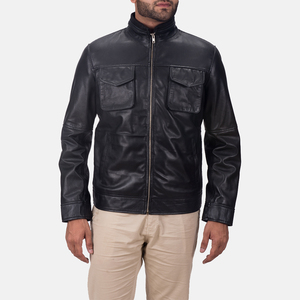 Modern Casual <b>Men</b> Leather Bomber Jacket Wholesale Side Pockets Breathable Daily Wear Custom Design Leather Bomber Jacket For <b>Men</b> - Product Image 1