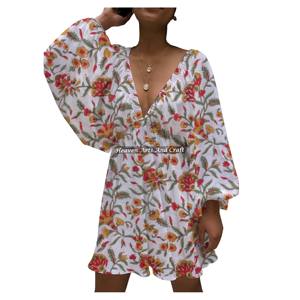 Vestido Casual de Mujer con Cuello en V Profundo y Mangas Farol, Ideal para Fiestas, Eventos Nocturnos, Vacaciones y Uso Diario - Product Image 4