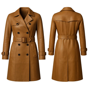 Solid Trader Premium Quality Light Weight Secure Comfortable Daily Commute Clothing Womens <b>Long</b> <b>Leather</b> <b>Jacket</b> - Product Image 4