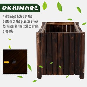 39\" X 16\" X 16\" Large Size Wooden Raised Garden Planter Box Flower <b>Vegetables</b> Herb <b>Stand</b> 4 Drainage Holes Rustic Column Edge - Product Image 5