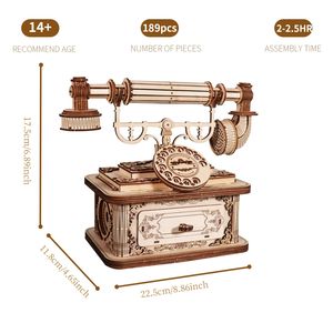 Puzzle 3D in Legno a Forma di Telefono Retrò per Adulti, Regalo di Natale e Compleanno, Modellini da Tavolo a Tema Animali in Materiale Espanso - Product Image 2