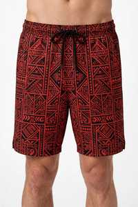 Shorts de plage pour hommes avec cordon de serrage, décontractés, imprimé tribal, taille élastique, pour l'été et les voyages - Product Image 4