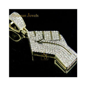 Pendentif Symbole de Paix GIVRÉ en Argent 925 Plaqué Rhodium pour Homme, Style Hip Hop, Design Unique et Tendance, Bijoux SHRAMAN DIAMOND - Product Image 1