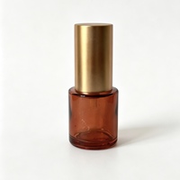 Botol Semprot Kaca Amber Silinder 20ml Anti Bocor dengan Tutup Emas Matte, Botol Kosmetik Isi Ulang untuk Parfum dan Minyak Esensial