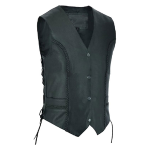 Gilet en cuir confortable pour femme, en cuir véritable souple, sans manches, style décontracté vintage motard - Product Image 6